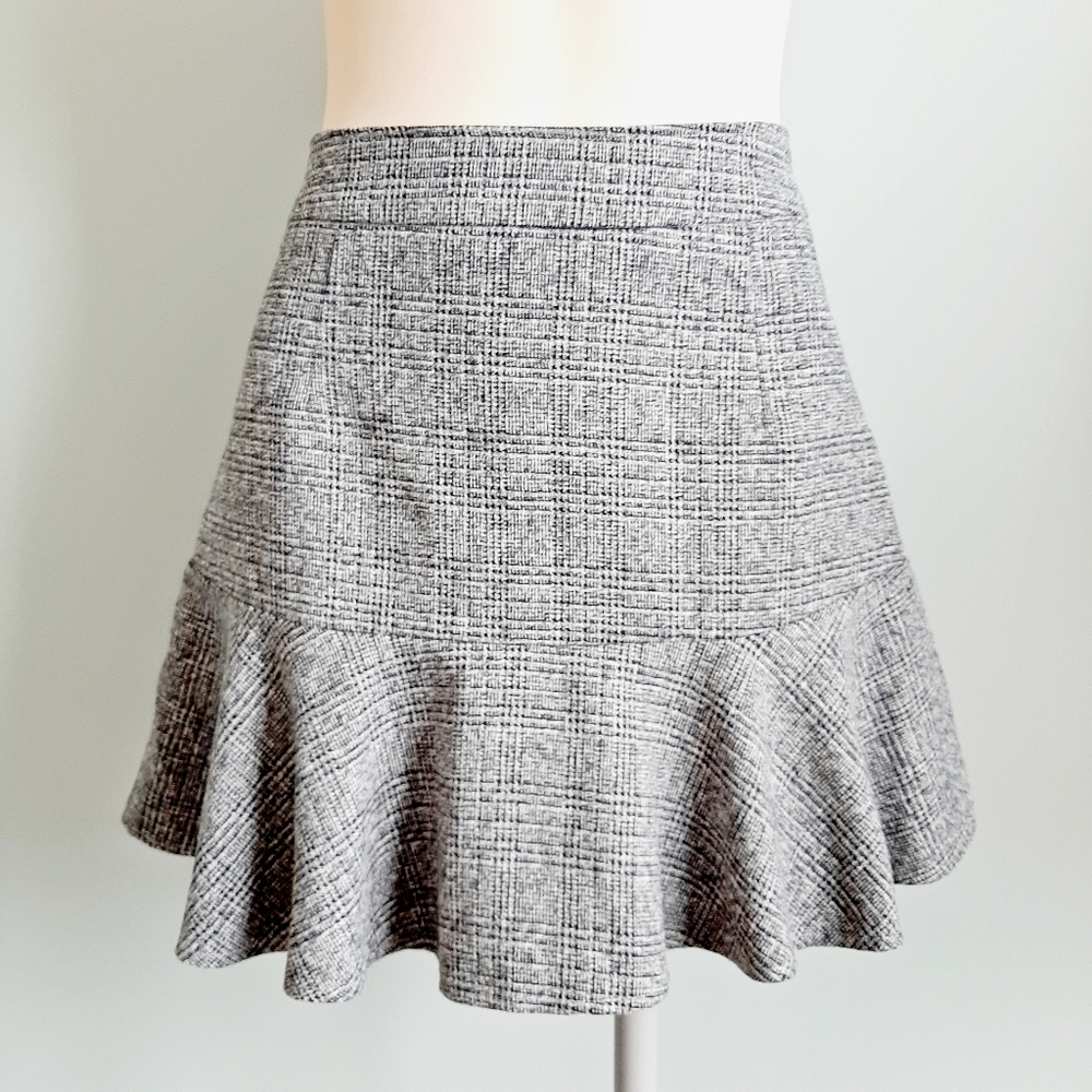 🅱️🅾️G🅾️ Plaid pleated ruffle mini skirts in grey